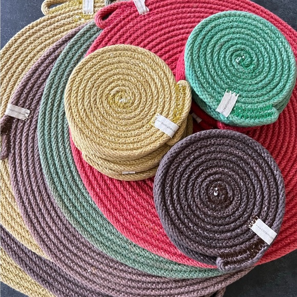 Place mats and cup holders (coasters) hand made and dyed Colemama Creations